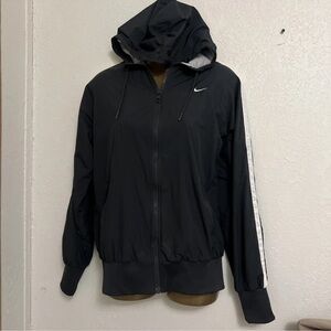 Vtg Nike Windbreaker Track Jacket Sz L women Full Zip gray charcoal Nike